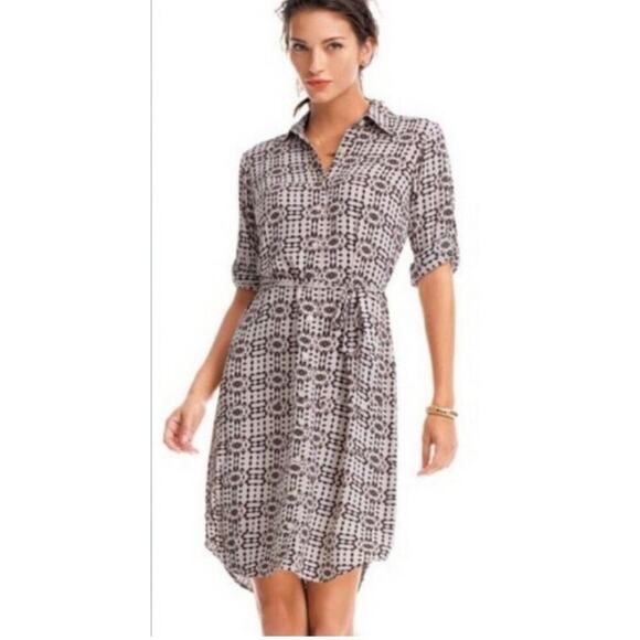 CAbi 784 Colony Club Button Down Black Pale Pink ButtonUp Shirtdress size Medium - Picture 1 of 8